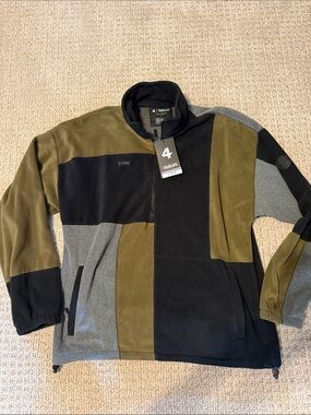 Mens NWT Fourlaps 4 Blitz half zip fleece green black grey block style sz Large
